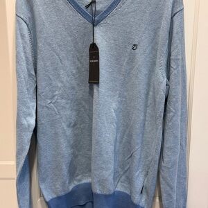 Peter Werth London Mens L size Blue Knit Cotton V-Neck Lightweight NWT